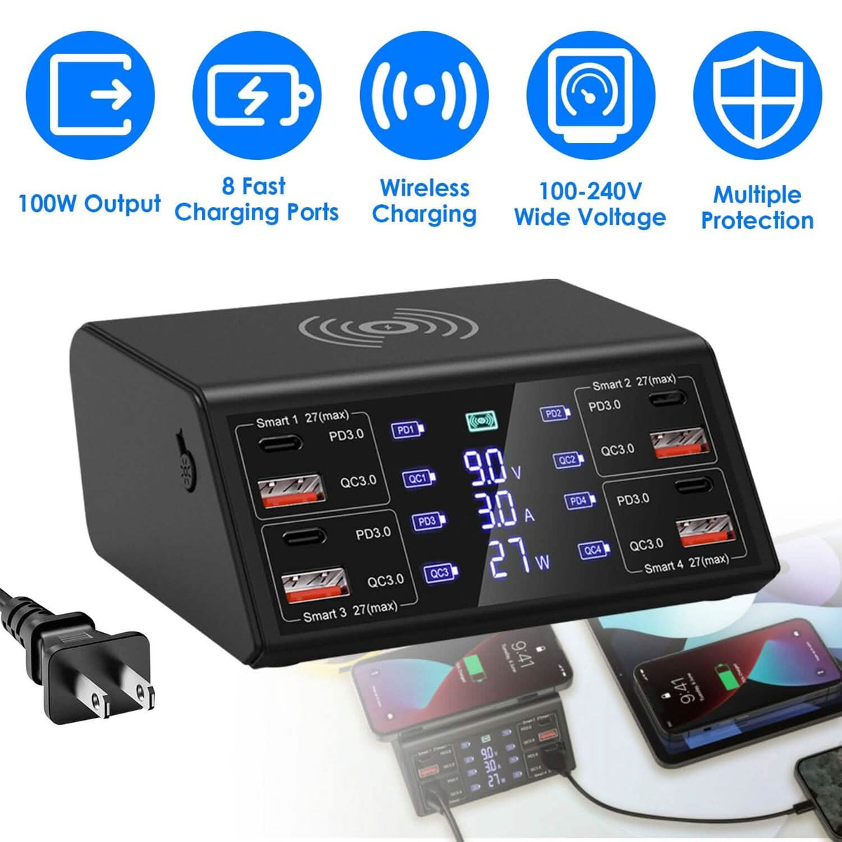 100W USB Charging Station 8-Port Charging Hub - A-1 Thread Vault