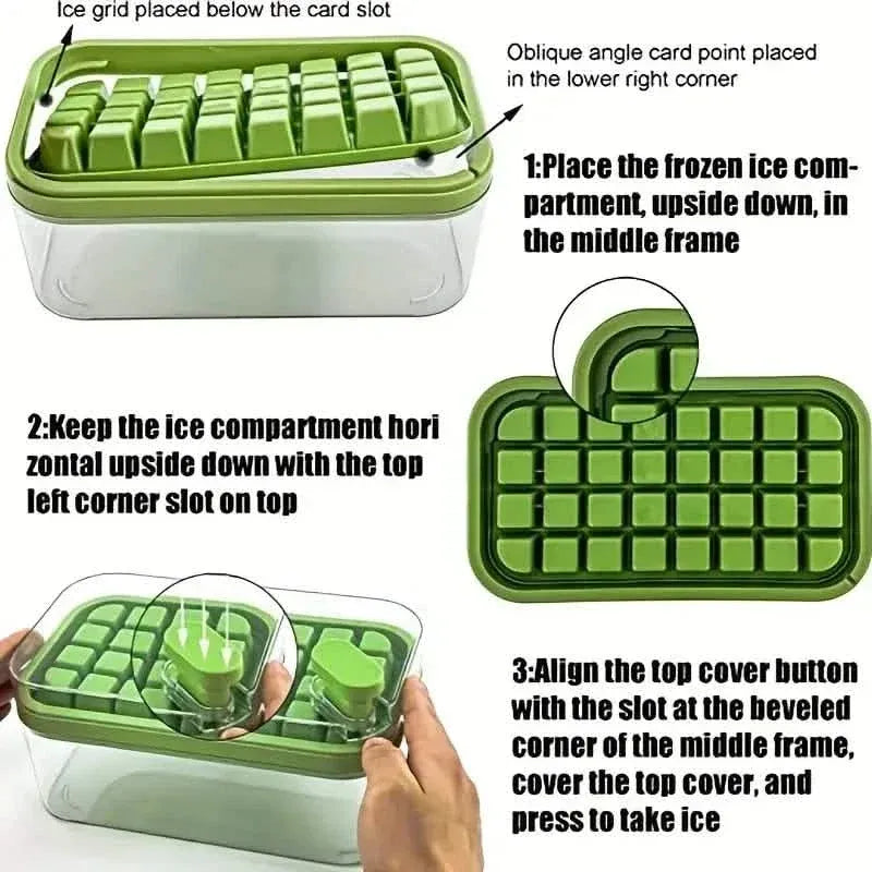 101oz. Ice Cube Tray Set - 64 Pcs Silicone Ice Cube Tray With Lid & Bin - A-1 Thread Vault