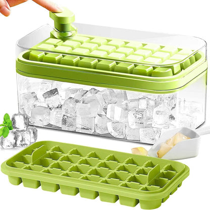 101oz. Ice Cube Tray Set - 64 Pcs Silicone Ice Cube Tray With Lid & Bin - A-1 Thread Vault