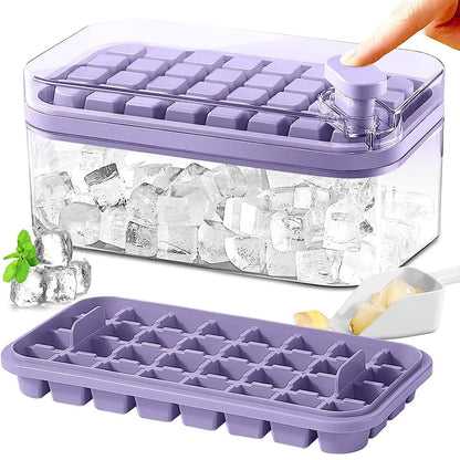 101oz. Ice Cube Tray Set - 64 Pcs Silicone Ice Cube Tray With Lid & Bin - A-1 Thread Vault