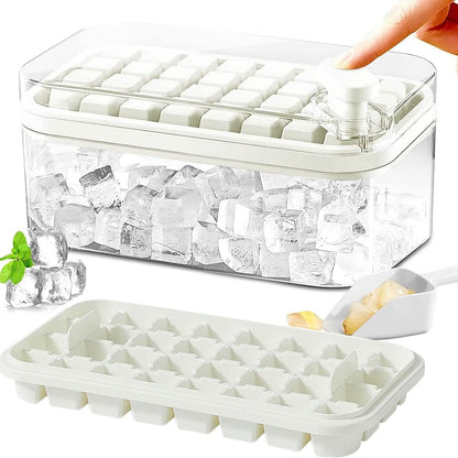 101oz. Ice Cube Tray Set - 64 Pcs Silicone Ice Cube Tray With Lid & Bin - A-1 Thread Vault