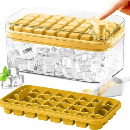 101oz. Ice Cube Tray Set - 64 Pcs Silicone Ice Cube Tray With Lid & Bin - A-1 Thread Vault