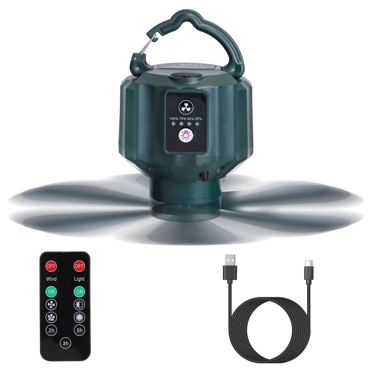10400mAh USB Battery Powered Hanging Tent Lantern Fan Power Bank - A-1 Thread Vault