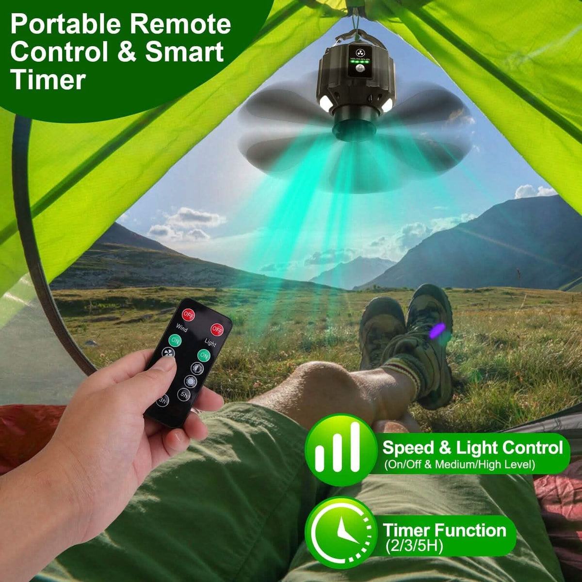 10400mAh USB Battery Powered Hanging Tent Lantern Fan Power Bank - A-1 Thread Vault