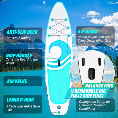 10’6” x 32”x 6” Paddle Boards for Adults with Premium SUP Accessories and Backpack - A-1 Thread Vault