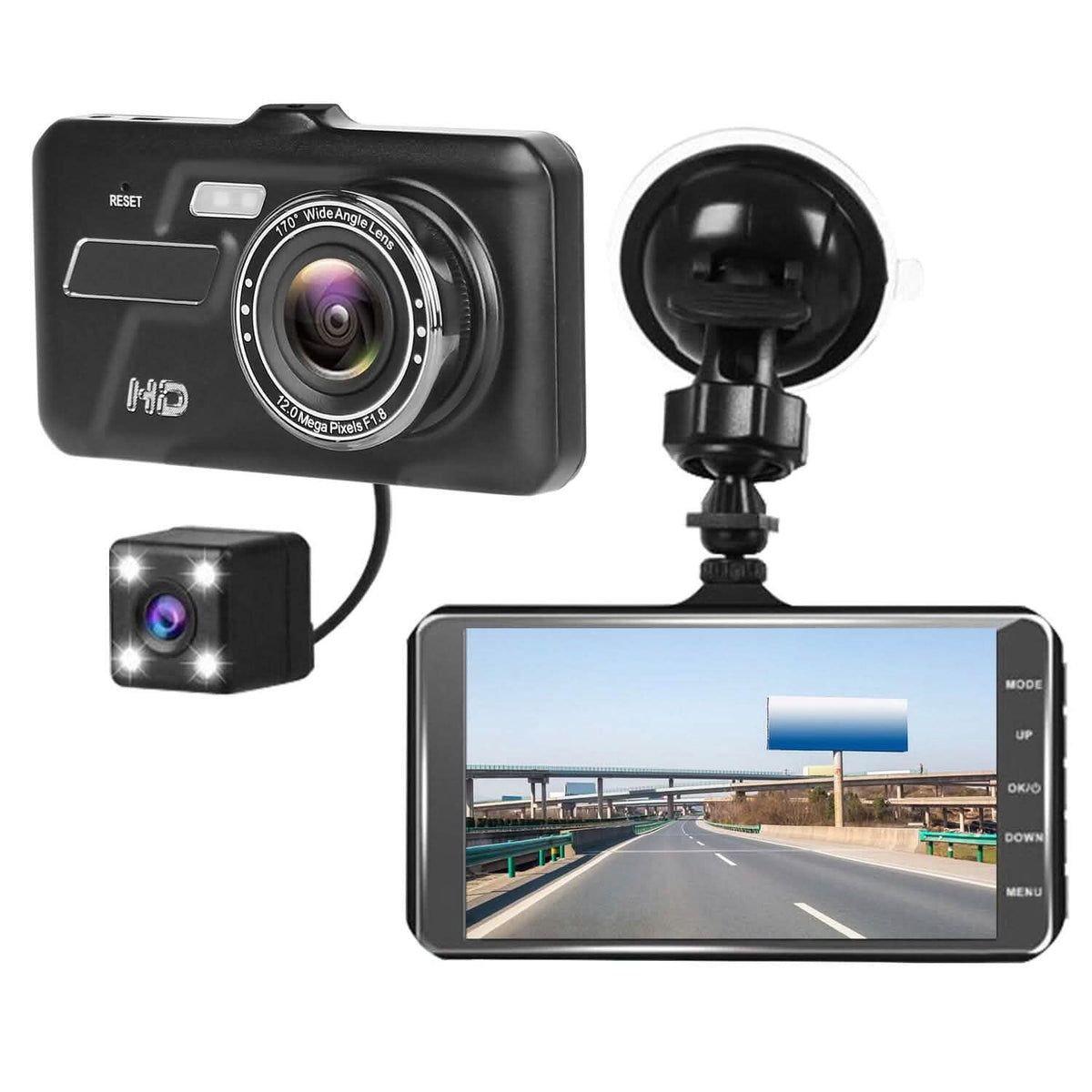 1080P 4-Inch Touch Screen Dual Dash Cam - A-1 Thread Vault