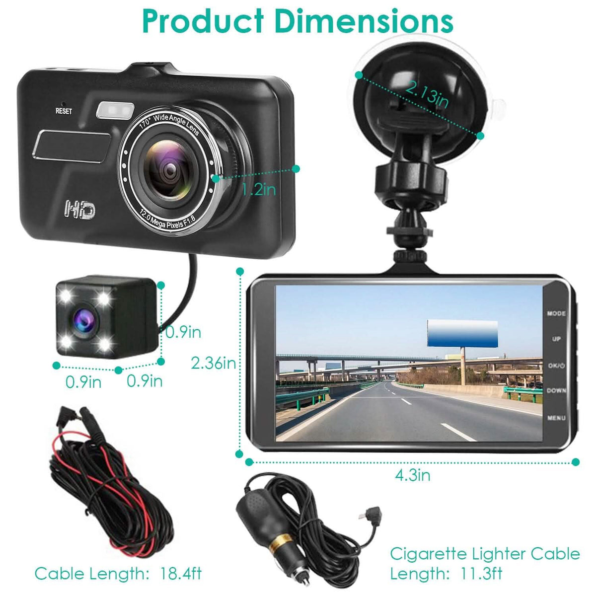 1080P 4-Inch Touch Screen Dual Dash Cam - A-1 Thread Vault