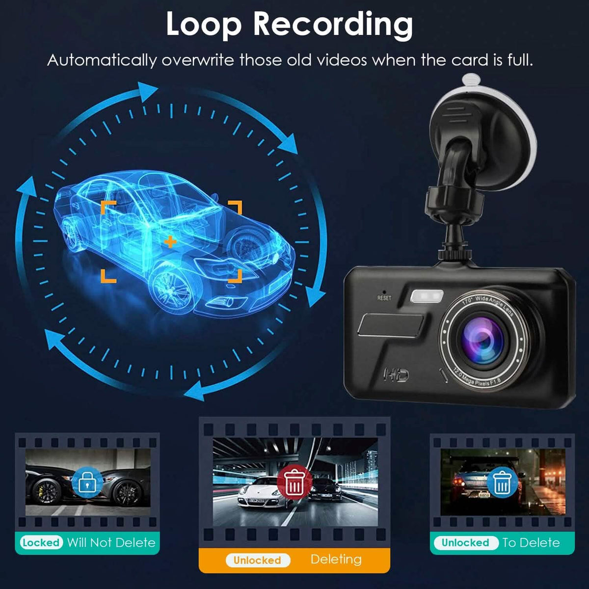 1080P 4-Inch Touch Screen Dual Dash Cam - A-1 Thread Vault