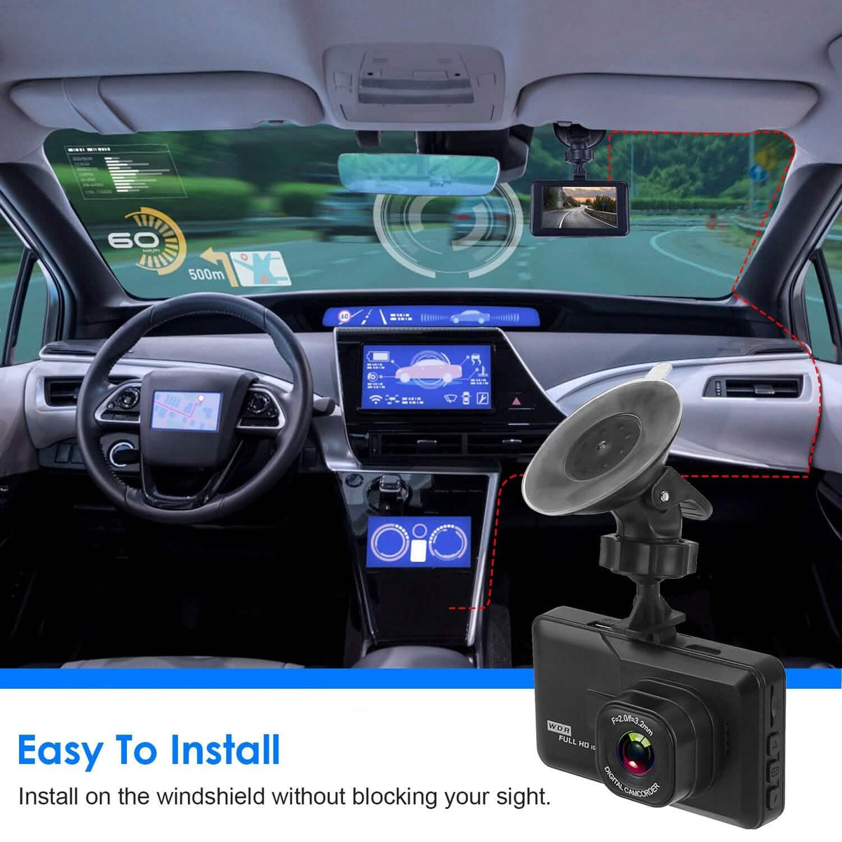 1080P Car DVR 3" Camera Dash Cam with 100° Angle Loop Recording Motion Detection - A-1 Thread Vault