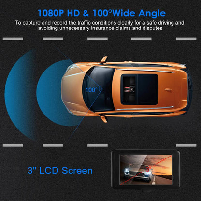1080P Car DVR 3" Camera Dash Cam with 100° Angle Loop Recording Motion Detection - A-1 Thread Vault