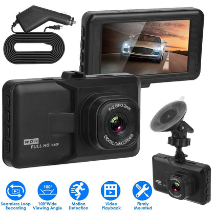 1080P Car DVR 3" Camera Dash Cam with 100° Angle Loop Recording Motion Detection - A-1 Thread Vault