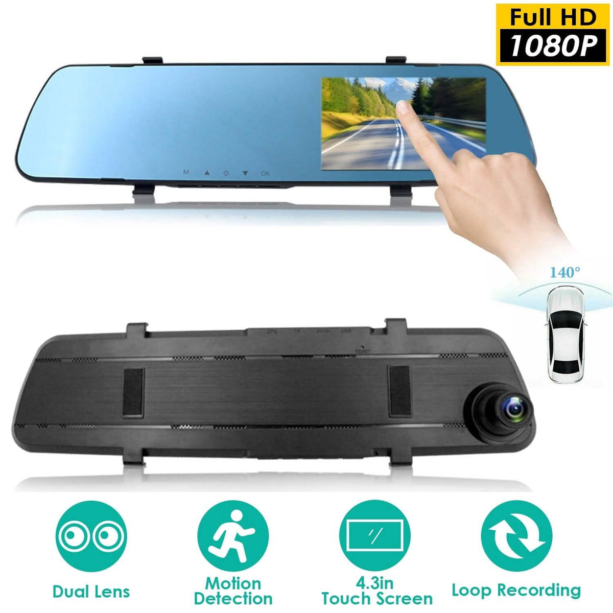 1080P Car DVR 4.3inches Dash Cam with 140° Angle Loop Recording - A-1 Thread Vault