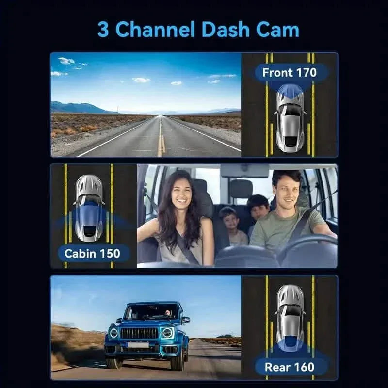 1080P Triple Dash Cam Front, Inside and Rear with 32GB Card, Night Vision, HDR & More - A-1 Thread Vault