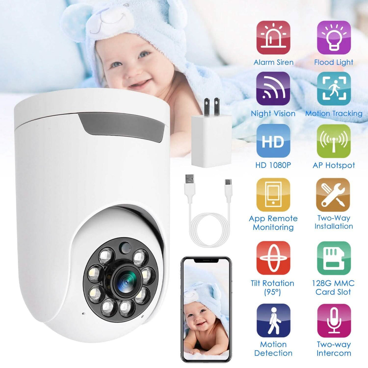 1080P Wifi IP Camera Pan Tilt Security Surveillance Camcorder - A-1 Thread Vault