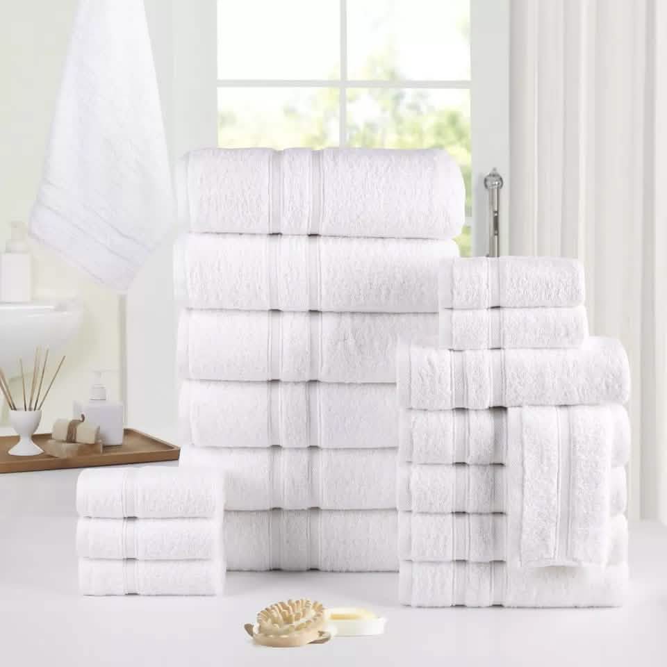 18-Piece: Bibb Home Zero Twist Egyptian Cotton Towel Set - A-1 Thread Vault