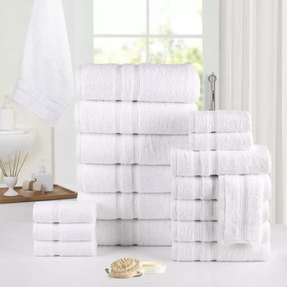 18-Piece: Bibb Home Zero Twist Egyptian Cotton Towel Set - A-1 Thread Vault