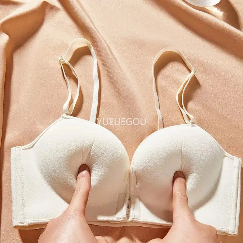 10cm Extreme Front Closure Push Up Bra - Ultra Thick Padded Lift Halter Neck for Small Chest, Deep Plunge Sexy Lingerie - A-1 Thread Vault