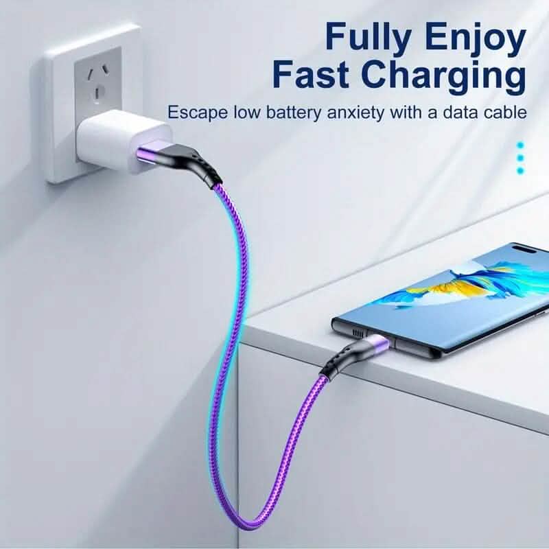 10Ft LED Fast Charging Type C Cable with High-Speed LED Indicator - A-1 Thread Vault