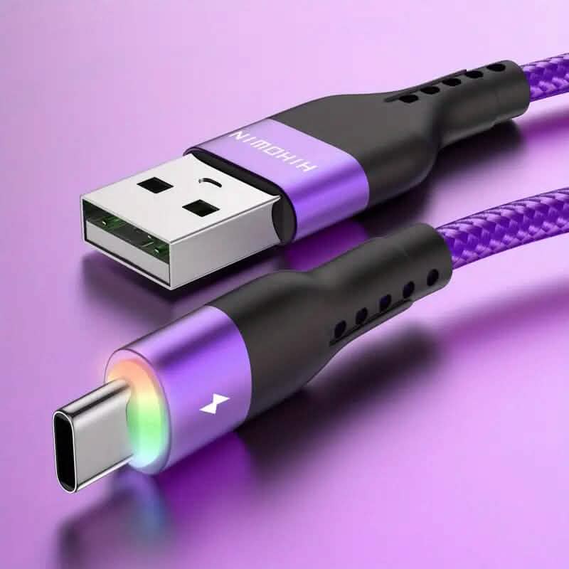 10Ft LED Fast Charging Type C Cable with High-Speed LED Indicator - A-1 Thread Vault
