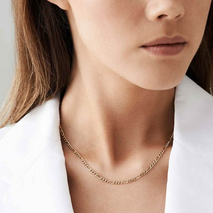 10K Solid Gold 3MM Italian Figaro Chain Link Pendant Necklace - A-1 Thread Vault