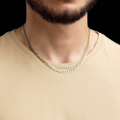 10K Solid Yellow Gold 4mm Cuban Curb Chain Link Necklace Lobster Clasp - A-1 Thread Vault