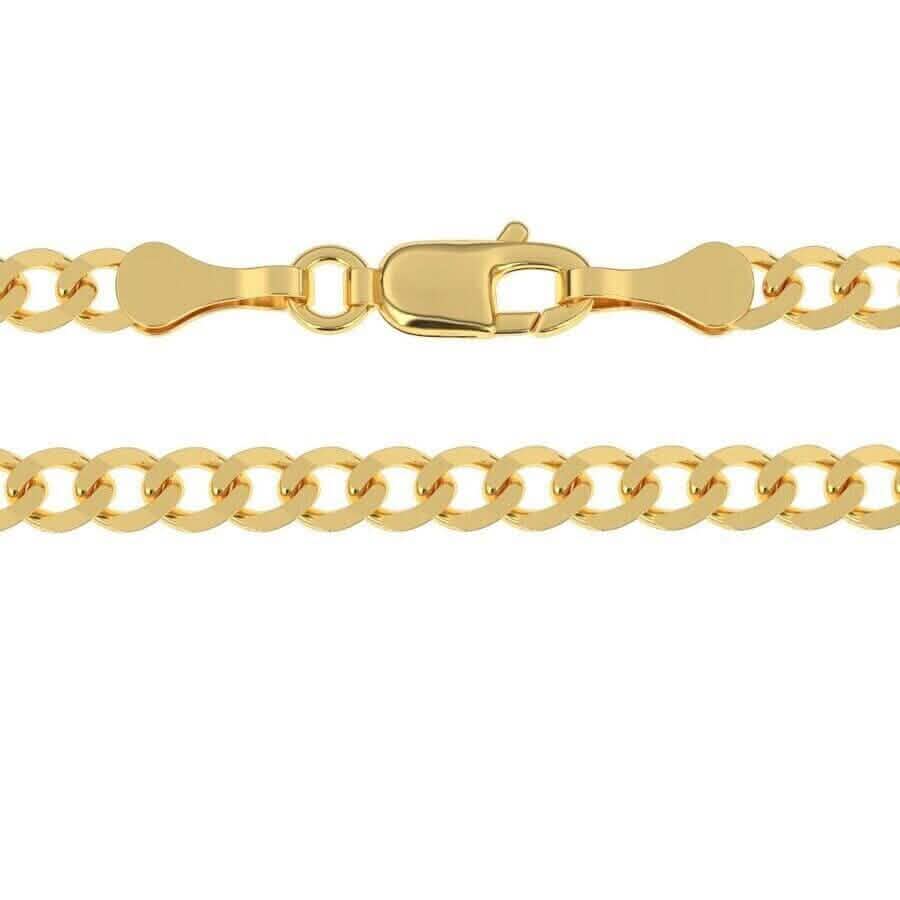 10K Solid Yellow Gold 4mm Cuban Curb Chain Link Necklace Lobster Clasp - A-1 Thread Vault