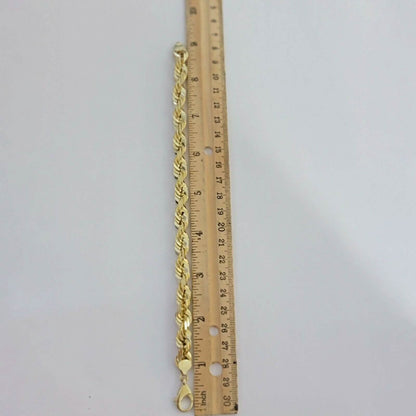 10K Solid Yellow Gold 8" 6MM Rope Bracelet - A-1 Thread Vault