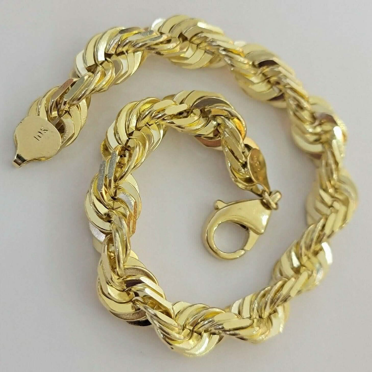 10K Solid Yellow Gold 8" 6MM Rope Bracelet - A-1 Thread Vault