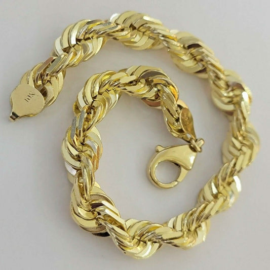 10K Solid Yellow Gold 8" 6MM Rope Bracelet - A-1 Thread Vault