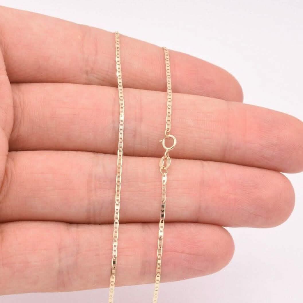 10K Solid Yellow Gold Mariner Anchor Link Chain Necklace - A-1 Thread Vault