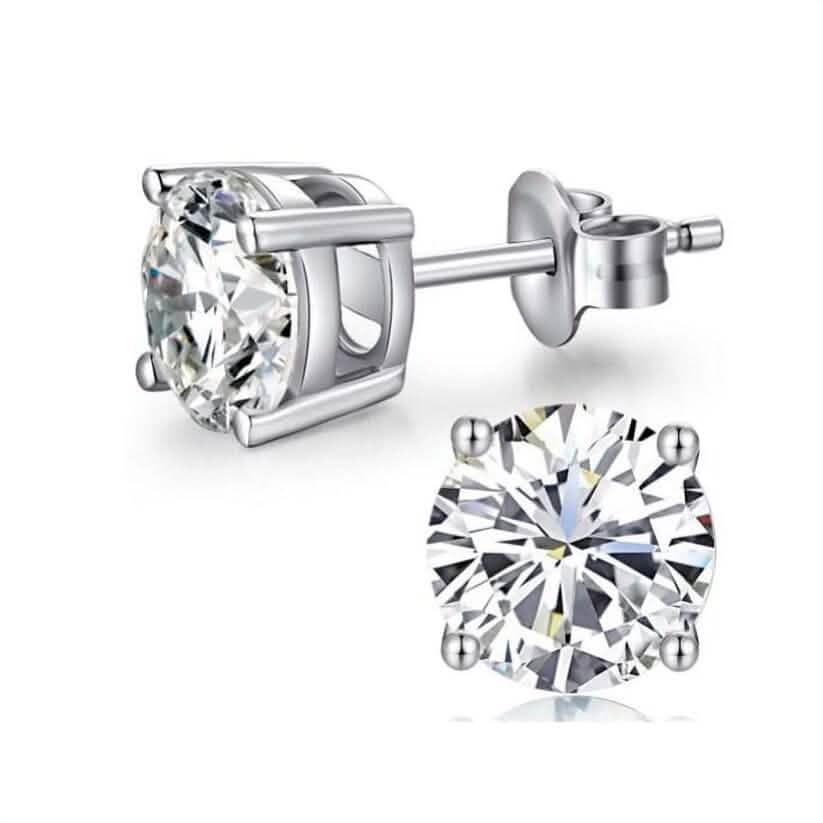 10K White Gold 1/2 Ct Round Created White Sapphire Stud Earrings - A-1 Thread Vault