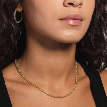 10K Yellow Gold 2MM Wheat Franco Box Chain Pendant Necklace - A-1 Thread Vault