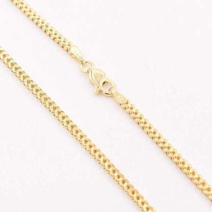 10K Yellow Gold 2MM Wheat Franco Box Chain Pendant Necklace - A-1 Thread Vault