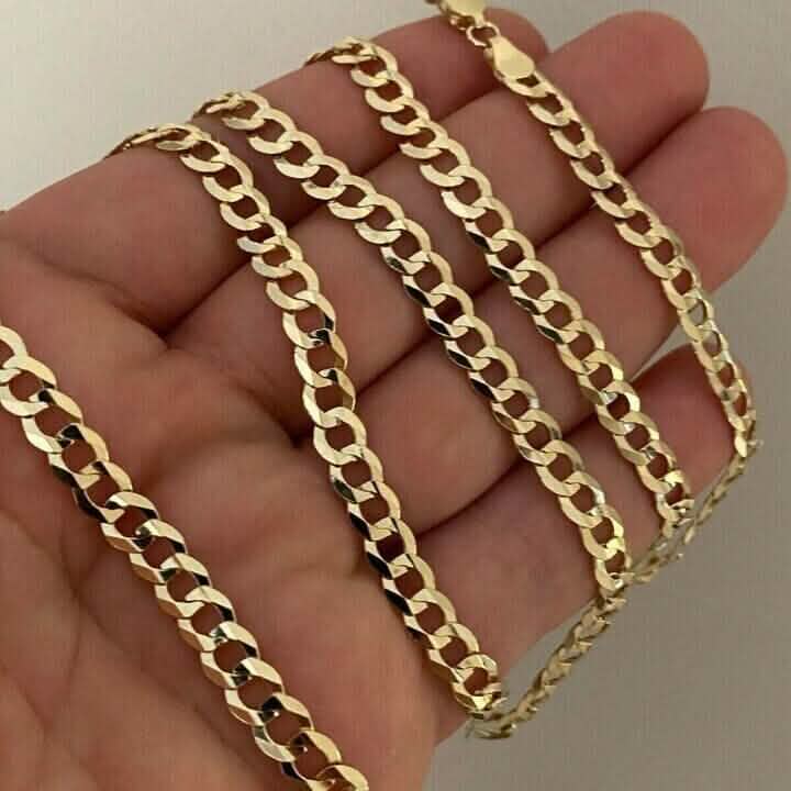 10k Yellow Gold 5MM Curb Chain Cuban Link Necklace 16"-30" Made In Italy - A-1 Thread Vault