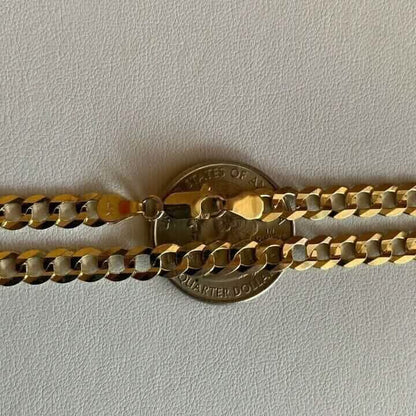 10k Yellow Gold 5MM Curb Chain Cuban Link Necklace 16"-30" Made In Italy - A-1 Thread Vault