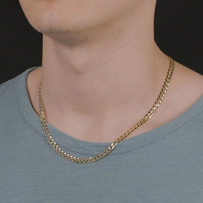 10k Yellow Gold 5MM Curb Chain Cuban Link Necklace 18" - A-1 Thread Vault