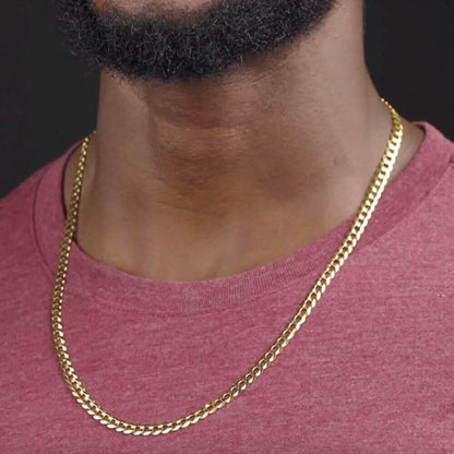 10k Yellow Gold 5MM Curb Chain Cuban Link Necklace 18" - A-1 Thread Vault