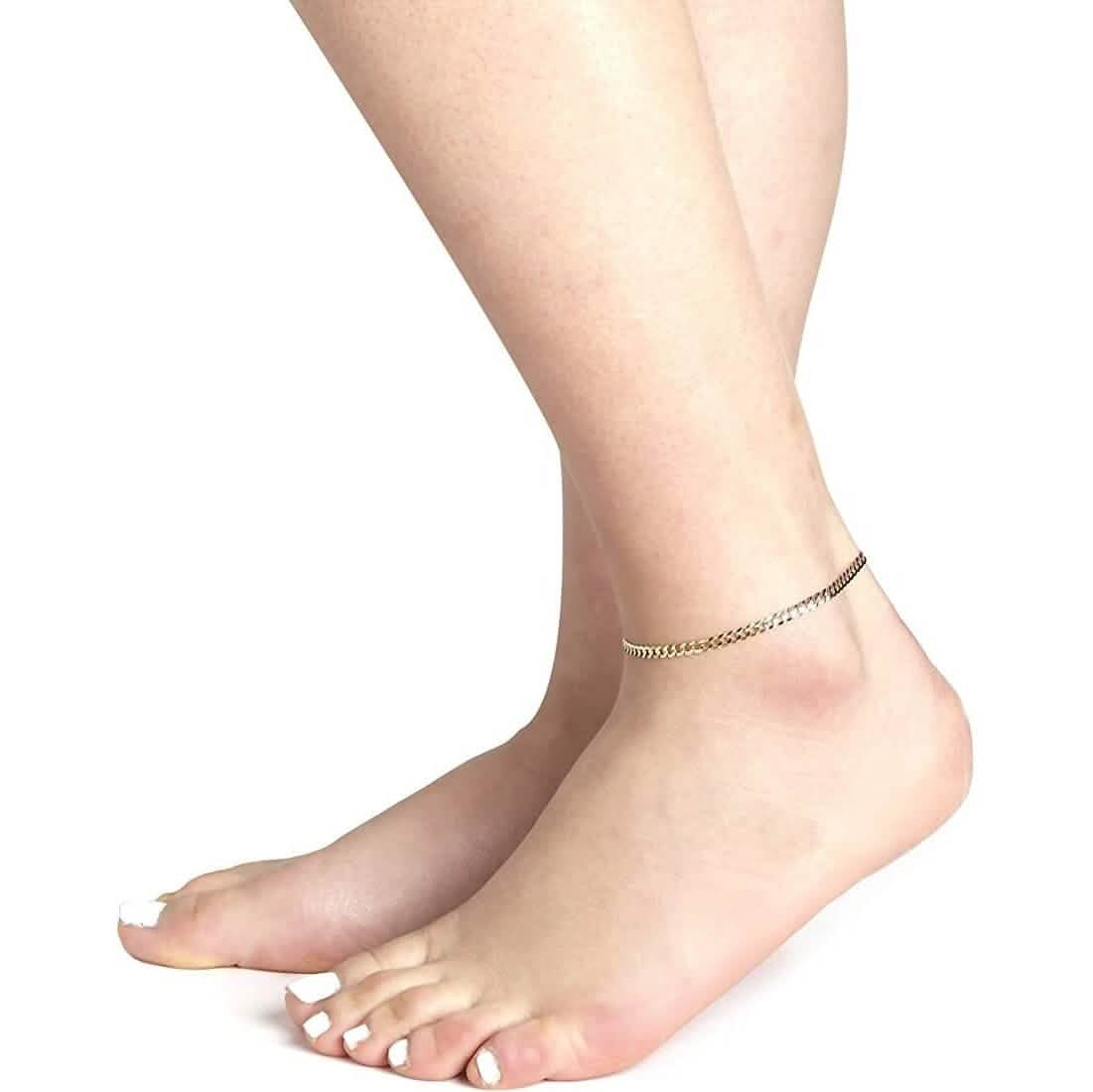 10K Yellow Gold Cuban Curb Chain Bracelet Anklet For Women – 2mm - A-1 Thread Vault