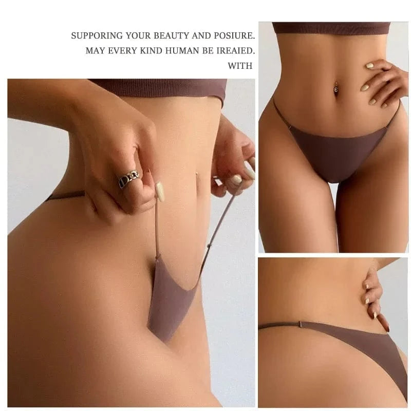 10Pcs Women Seamless Thongs Thin Strap Low Waist High Flexibility Panties Sexy Underwear Ladies Briefs T-back Comfortable Women - A-1 Thread Vault