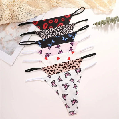 10Pcs Women Seamless Thongs Thin Strap Low Waist High Flexibility Panties Sexy Underwear Ladies Briefs T-back Comfortable Women - A-1 Thread Vault