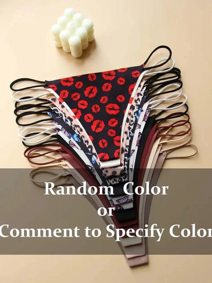 10Pcs Women Seamless Thongs Thin Strap Low Waist High Flexibility Panties Sexy Underwear Ladies Briefs T-back Comfortable Women - A-1 Thread Vault