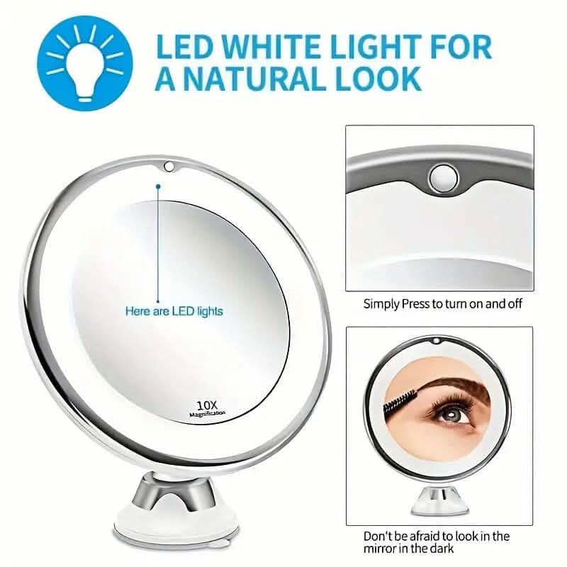 10X Magnifying LED Lighted Makeup Mirror - A-1 Thread Vault