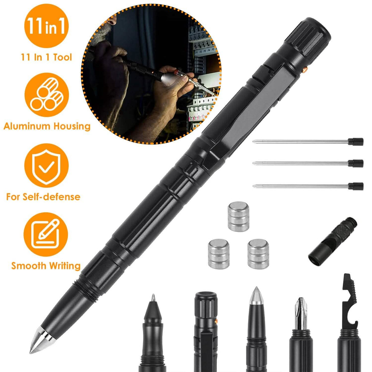 11-in-1 Tactical Pen Gear Set - A-1 Thread Vault