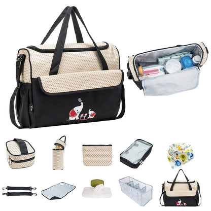 11-Piece Set: Multifunctional Diaper Handbags with Food Bag - A-1 Thread Vault