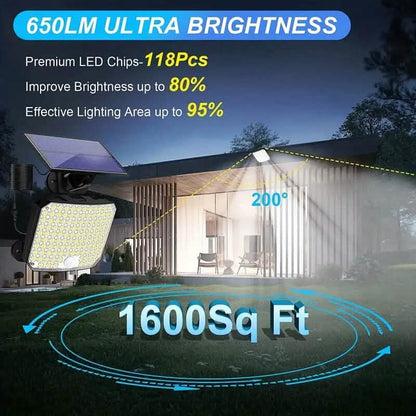118 LED Solar Motion Sensor Flood Lights with Remote Control - A-1 Thread Vault