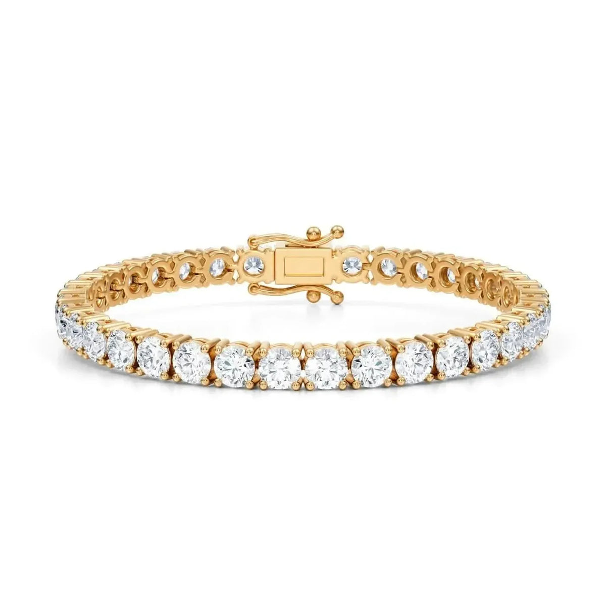 12.50 CTW D VS Round Lab Grown Diamond 7.5" Tennis Bracelet 14k Yellow Gold - A-1 Thread Vault