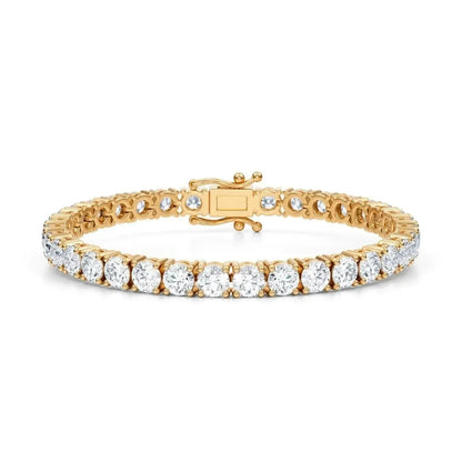 12.50 CTW D VS Round Lab Grown Diamond 7.5" Tennis Bracelet 14k Yellow Gold - A-1 Thread Vault