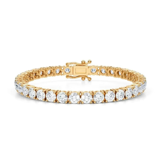 12.50 CTW D VS Round Lab Grown Diamond 7.5" Tennis Bracelet 14k Yellow Gold - A-1 Thread Vault