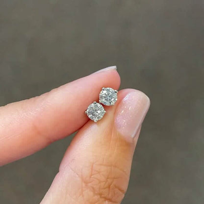 1/2 Ct TW Real Natural Round-Cut Diamond Solitaire 14K Gold Stud Earrings - A-1 Thread Vault