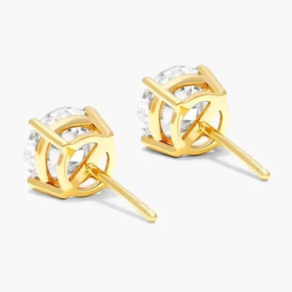 1/2 Ct TW Real Natural Round-Cut Diamond Solitaire 14K Gold Stud Earrings - A-1 Thread Vault
